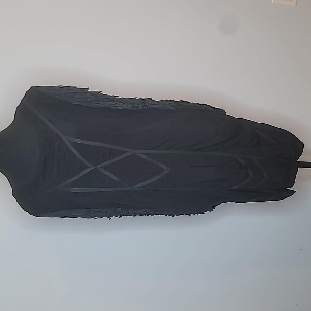 Sandro Elegant Black Dress With Tassles Fringe